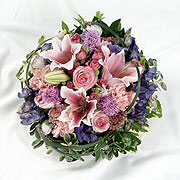A large pink and purple posy bouquet
