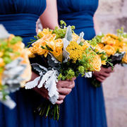 A yellow, hand-tied, Bouquet