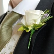 A white rose, suit, Boutonnire